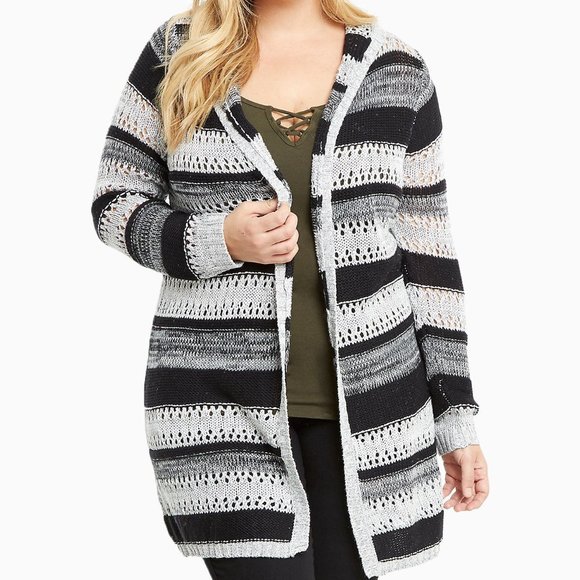 torrid Sweaters - Torrid Open Knit Back Grey Long Cardigan Plus Size 0